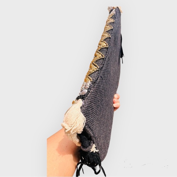 Bohemian Envelope Wristlets Banjara Clutch Beige And White Color With tassels - Picture 10 of 12